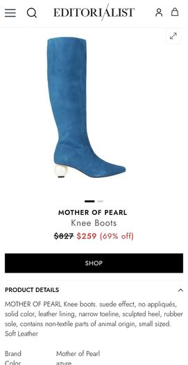 Mother Of Pearl Suede Style Knee High Brown Boots