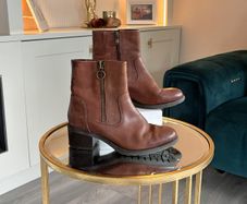 Caprice Brown Leather Ankle Boots Comfort H-Fit Size UK 3.5 / EU 36