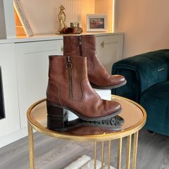 Caprice Brown Leather Ankle Boots Comfort H-Fit Size UK 3.5 / EU 36