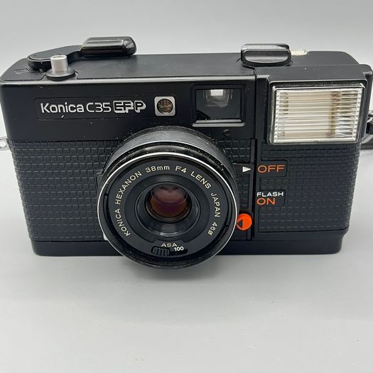 Konica C35 EFP 35mm Film Camera Hexanon 38mm F4 Lens Black Vintage - UNTESTED