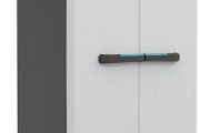 Linear Plastic Garage Tall Cabinet, Light Grey/Black/Blue, 68 x 39 x 173 cm