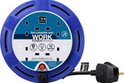 Four Socket Cassette Reel Extension Lead, 5 Metres, Blue (FREE POSTAGE)