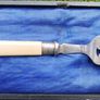 Vintage Boxed set of Faux Bone Handled Fish Servers with Hallmarked Silver Collars - 2 Pieces Image 9