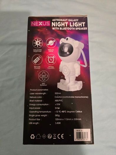 astronaut night light projector with bluetooth speaker