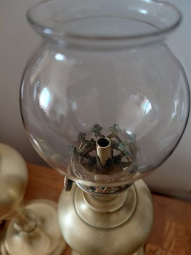 Antique  pair of Brass French oil lamps