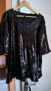 New River Island Women blouse , sequins, Black, size UK 14