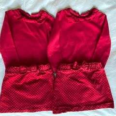 Twin Christmas red Top & skirt 18-24 months