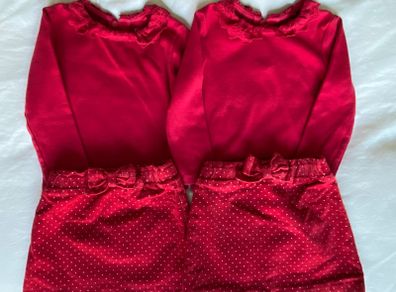 Twin Christmas red Top & skirt 18-24 months