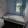 white metal single bed with mattress. Image 3