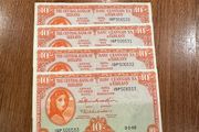 Lady Lavery 1962 10 Shilling Banknotes X 4 In Sequence