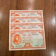 Lady Lavery 1962 10 Shilling Banknotes X 4 In Sequence