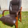Brown Leather Fireside Armchair Image 2