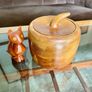 Vintage Apple Shaped Wood Jar Container Round Wooden Box 1960s 70s Image 2