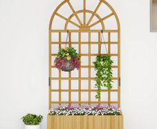 Wooden Raised Planter with Trellis, Raised Bed for Garden with Lattice and Drainage Holes for Climbing Plants