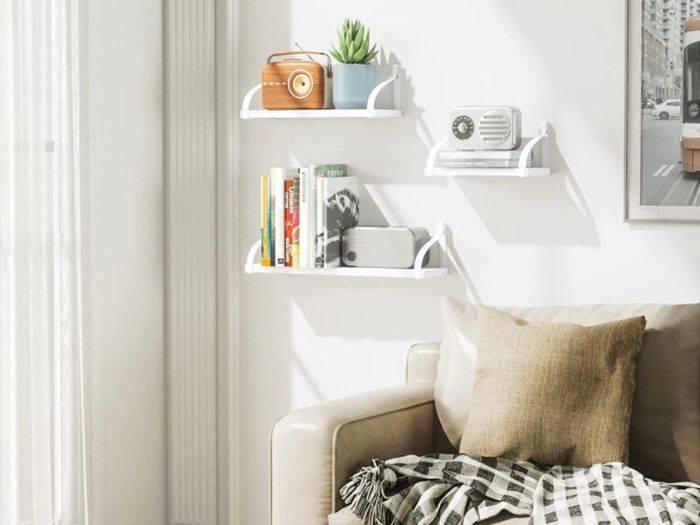 Rustic Shelves, Decorative Wall Shelf Set of 3, Floating Shelves for Bathroom, Bedroom, Living Room,Kitchen, Office and More, White