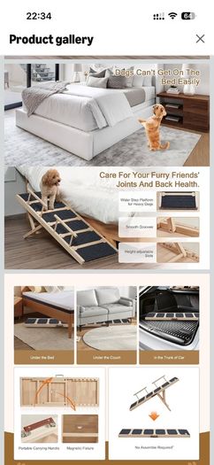 Adjustable Wooden dog ramp 120cm long - 6 levels