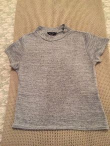 Grey Marl Short Sleeve Knit Top size 8
