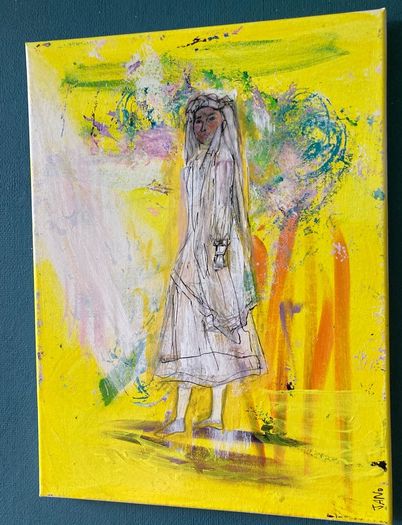 Framed Original Painting Eclectic Art Dublin Wedding Dress Art Bridal Original Art - Fashion Art - Couture Bride - Irish Figurative Art
