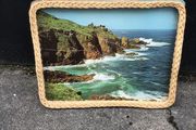 Large old hand made tray with decorative beads
