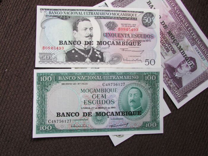 Mozambique Large Uncirculated Banknotes.Overprints.1961-1972.Large notes.