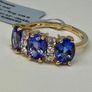 Gold 14K (585) Yellow Gold AAA Tanzanite & Lab Grown Diamond Image 5