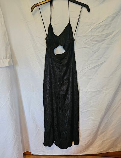 AFRM Black Snakeprint Cutout Midi Dress
