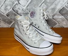 Converse All Star Chuck Taylor Eve Lift Glitter Girls Silver Hi Top Platform Trainers UK3.5 EUR36