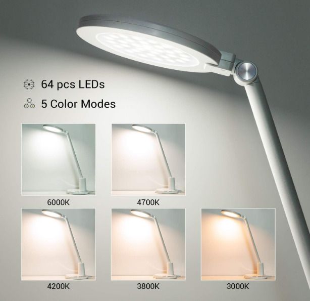 Desk Lamp, 64 pcs LEDs Eye-Caring Table Lamps, 10 Brightness Levels with 5 Lighting Modes LED Desk Light