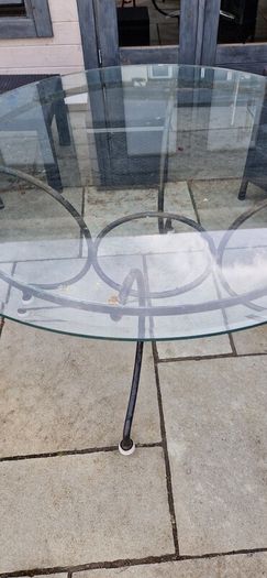 Glass top garden table