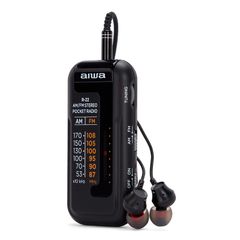 Aiwa R-22BK Micro Pocket radio with Stereo headphones