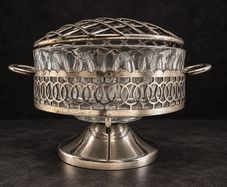 Vintage Glass Rose Bowl & Flower Arranger
