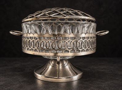 Vintage Glass Rose Bowl & Flower Arranger