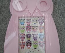 3 pink owl shape photo frames