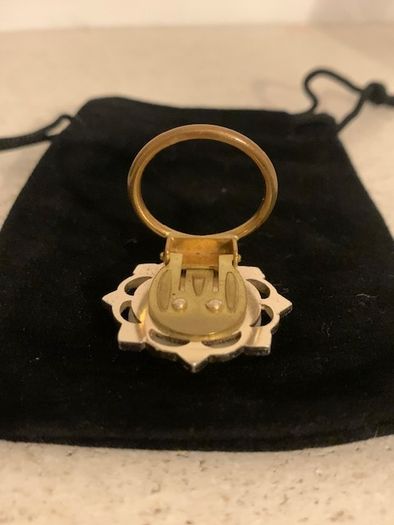 Vintage Gold plated German Porcelain Scarf Brooch 1960s
