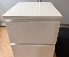 Ikea Malm - White bed side chest with top glass