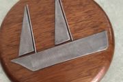 Vintage Wooden Sailboat Plaque Half Hull Model