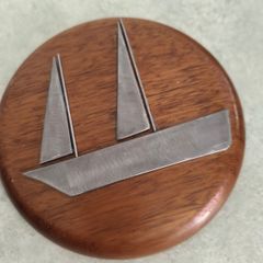 Vintage Wooden Sailboat Plaque Half Hull Model