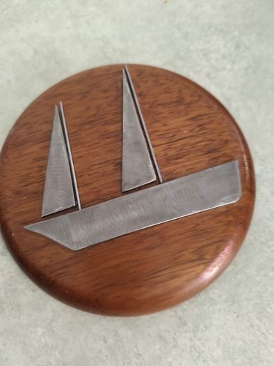 Vintage Wooden Sailboat Plaque Half Hull Model