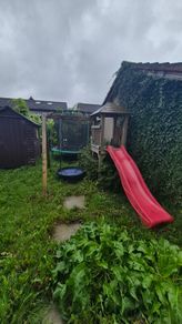 wooden swing and slide set