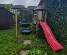 wooden swing and slide set