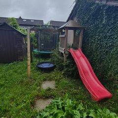 wooden swing and slide set