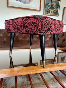 Vintage Rare Mid Century Sherborne Style Footstool with Atomic Legs 1960s