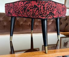 Vintage Rare Mid Century Sherborne Style Footstool with Atomic Legs 1960s