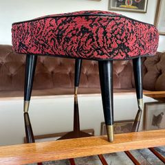 Vintage Rare Mid Century Sherborne Style Footstool with Atomic Legs 1960s