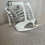 Silver And White Open Toe Heels Image 2