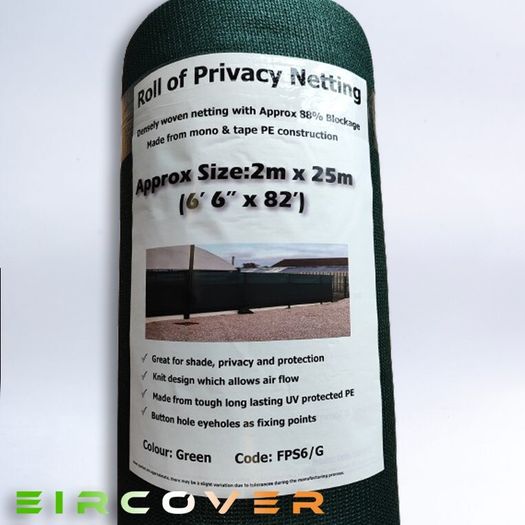 Privacy Netting  2m x 25m (6.5' x 82')  88 % Black