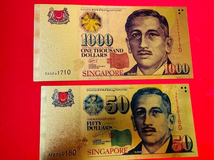 Singapore 1000 / 50 Dollars  Gold Foil Banknotes