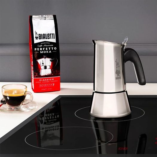 New Venus Caffettiera in Acciaio Inox, Adatta all'Induzione, Argento, 4 Tazze