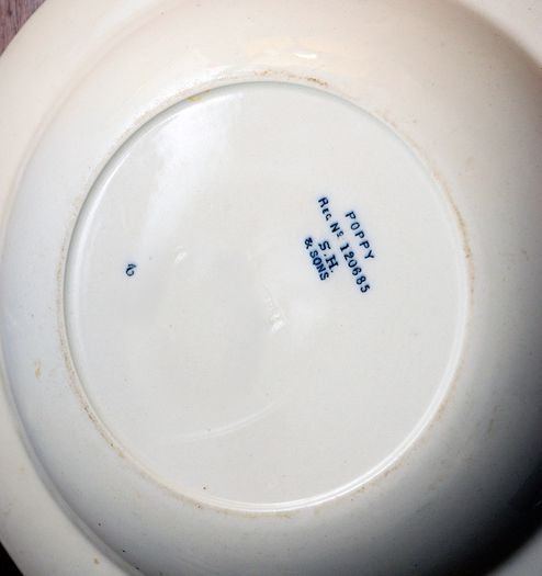 Antique Bowl late 19th Century 'Poppies'
