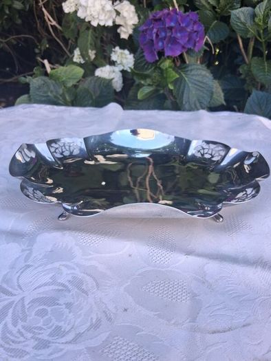 Viner's Quatrefoil Art Deco Footed Sterling Silver Dish(338 grams)